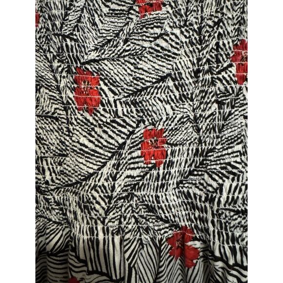 J. Jill Women’s Babydoll Boho Smocked 3/4 Sleeve Stretchy Black Red White Size M - Picture 4 of 11